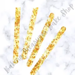 Flake Glitter Acrylic Popsicle Sticks- Gold