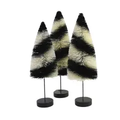 Bethany Lowe 12.0 Inch Black Stripes Delight Trees Halloween Decorative Tree Set , Halloween Decor Bottle Brush Halloween
