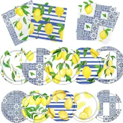 Capri Lemon Party Decorations - Blue Tiles Tableware for Summer Parties