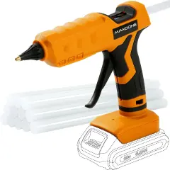 Cordless Hot Glue Gun 100W 20V Battery Handheld Wireless Power Glue Gun Full Size with 12pcs Glue Sticks(0.43")(11mm) for Art DIY Craft Home Repair School(Battery Not Included)