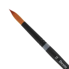 Creative Mark Beste Golden Taklon Bushy Round, #12 Artist Paint Brush, Professional Watercolor Brushes, For Acrylic Painting, Short Handle, Sharp Edges, Hand-Tied & Shaped