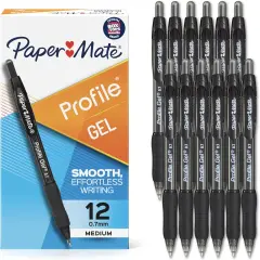Retractable Gel Pen, Ultra-Smooth Ink, Black, 0.7mm Medium Point, 12 Count