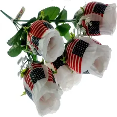 Patriotic Flowers, US Flag, Memorial Day, 4th of July Decor America Veterans Day, One Bouquet 7 Stems Red White Blue