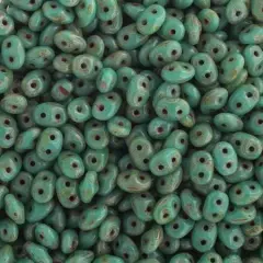 Matubo 2-Hole Czech Glass Senegal Brown Violet Superduo Beads, 100g Turquoise Green