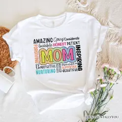 Inspirational Mom Life T-Shirt, White Stylish Casual Women's Tee
