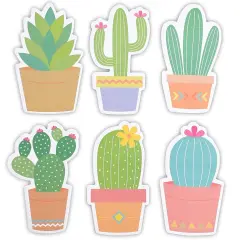 6-Pack Cactus Sticky Notes, Cute Succulent Note Pad for Office Stationery Supplies, Adhesive Plant Memo Reminder Notepads, Teacher Appreciation Funny Gifts, Fun Desk Accessories (6 Designs) Green