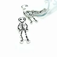 White and Black Crayon Drawing Skeleton Pendant Charms, 52x19mm