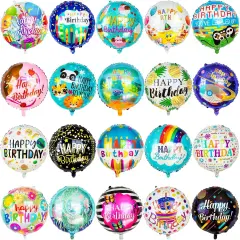 100 Pcs Happy Birthday Mylar Balloons, 18IN Round Birthday Helium Aluminum Foil Balloons