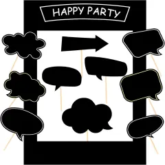 18pcs Blank Photo Booth Props Black Chalkboard Photo Booth Props Frame with Bubble DIY Photo Props for Birthday Wedding Party Supplies(Black)