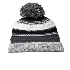 Sport-Tek&reg; Pom Pom Team Beanie IronGy/Blk/Wht