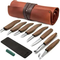 Deluxe Wood Carving Kit S18X - Wood Carving Knife Set - Spoon Carving Tools Set - Whittling Knives Kit - Woodworking Kit Wood Carving Tools Kit Large Whittling Kit S18X