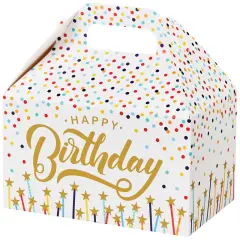 Pack/6: Happy Birthday Stars Party Favor Gable Box - 6 x 3-3/4 x 3-1/2"