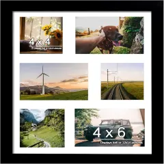 12x14 Picture Frame, Collage Picture Frame, Display Three 4x4 inch Photos and Three 4x6 inch Photos, for Available Horizontal Wall Mounting Display and Vertical, Black.