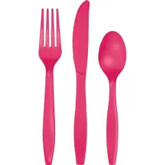 288 pc Bulk Hot Magenta Assorted Plastic Cutlery
