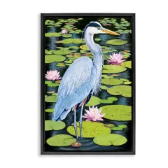 Stupell Industries Heron Among Pond Lilies Floating Frame Design by Rosiland Solomon