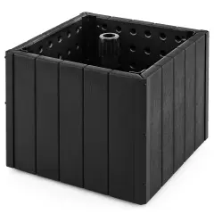 Black Umbrella Base with Planter Box, Metal Pole, Rolling Wheels and Adjustable Fit