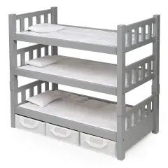 Badger Basket 1-2-3 Convertible Doll Bunk Bed with Baskets and Free Personalization Kit- Executive Gray