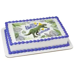 Rawrsome Birthday Dino Edible Cake Topper Image 1/4 sheet
