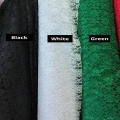 1 Yard Raschel Lace Fabric Lightweight Floral Design Slight Sheen No Stretch 100% Polyester 58/59" Wide Green