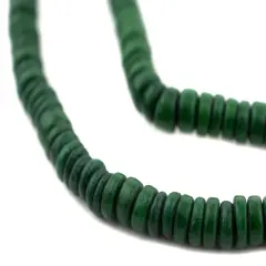 The Bead Chest Green Disk Coconut Shell Beads (8mm)