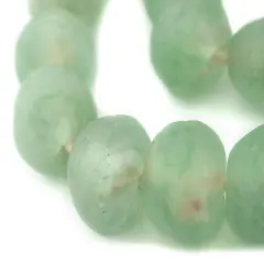Super Jumbo Recycled Glass Beads - Beaded Wall Hangings - Extra Large African Sea Glass Beads 32-35mm - The Bead Chest (Green Aqua)