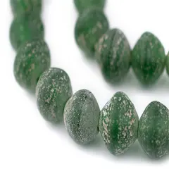 The Bead Chest Green Ancient Style Bicone Java Glass Beads (15mm)