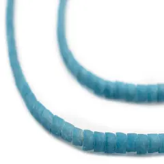 The Bead Chest Ghana Sandcast Beads - Full Strand of African Powder Glass Beads (3mm, Sky Blue) - Single 24" Strand