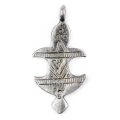The Bead Chest Mahbes Silver Moroccan Tuareg Pendant (27x54mm): North African Tribal Berber Moroccan Sahara Pendant for Jewelry