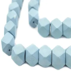 The Bead Chest Light Blue Cornerless Cube Wood Beads: 20mm Diamond Cut Natural Organic Beads for Jewelry Making