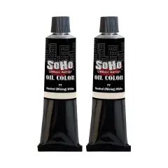 SoHo Urban Artist Oil Paint - 2 Pack, Neutral White (Mixing) 2 Pack - 170 ml Tube - Best Valued Oil Colors for Painting with Excellent Pigment Load