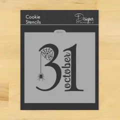 October 31st Cookie & Craft Stencil | CM161 by Designer Stencils | Cookie Decorating Tools | Baking Stencils for Royal Icing, Airbrush, Dusting Powder | Craft Stencils for Canvas, Paper, Wood | Reusable Food Grade Stencil