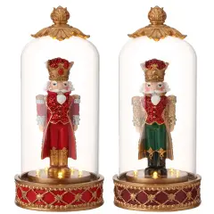 13.5" Resin LED Nutcracker Cloche with Timer &ndash; Christmas Decorations Set