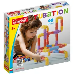 Quercetti: Tubation - 40pc Interlocking Pipeline Maze Building Set, Open Ended Construction Toy, Colorful Tube Block Assembly, STEM Play, Kids 3+