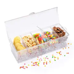 Condiment Server, Tray, ice Party Serving bar, Chilled Caddy, bar Garnish Holder on ice, Dispenser, Salad Platter, Compartment Tray with lid