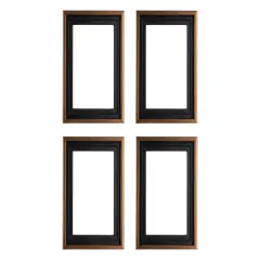 Creative Mark Illusions Floater Frame For 3/4" Deep Canvases - Black w/Antique Gold Edge - Set of 4 - For Galleries & Home Decor - Wood Floater Frames for Canvas Paintings- Complete Hanging Hardware