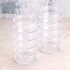 2 Pck 5 Slot Clear Plastic Round Storage Jars - Art Craft Accessory Organizer Box Jewelry Beads Sewing Pills Container Holder for Storage Small Items, Hardware