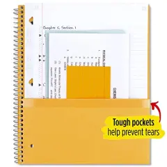 6-Pack Spiral Notebooks with Study App 1-Subject College Ruled Paper Fights Ink Bleed Water-Resistant Cover 8-1/2" x 11" 100 Sheets Color Will Vary
