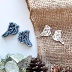 FOLKISH BLUE BIRD | CARDNIAL | CHRISTMAS | CLAY CUTTER