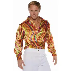 Orange Swirl Adult Disco Shirt Costume - Standard One Size Fits Most