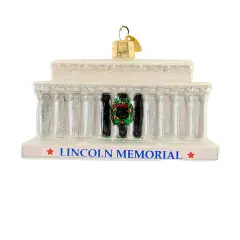 Old World Christmas 2.5 Inch Lincoln Memorial Tree Ornament , Ornament Honest Abe White