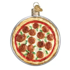 Old World Christmas 3.5 Inch Pizza Pie Christmas Tree Ornament , Deep Dish Pepperoni Multicolored
