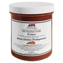 Michael Harding Non-Absorbent Acrylic Primer - Burnt Sienna (Transparent), 1 Liter, Jar
