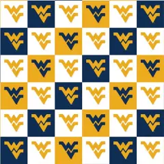 Licensed NCAA West Virginia Collegiate Check WV-1158 Cotton Fabric by the Yard