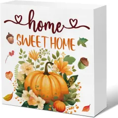 Pumpkin Wood Plaque Block Sign Fall Table Decor
