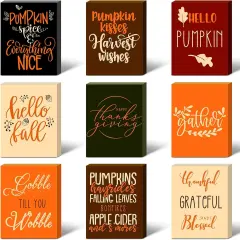 9 Pack Rustic Fall Wooden Signs Table Decor