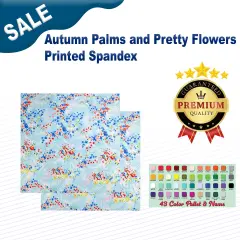 Autumn Palms and Pretty Flowers Printed Spandex