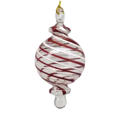 Candy Cane Stripe Blown Glass Ornament - Ball