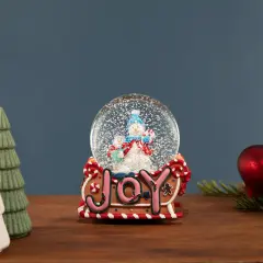 Northlight Musical Joy Gingerbread Sleigh with Snowman Christmas Snow Globe - 5.25" Pink