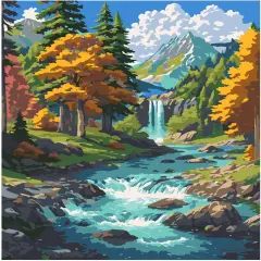 Mountain Stream Paint by Numbers Kit for Adults Mountains Canvas Painting Kit Beginner Landscape Oil Paint by Number Kits National Parks Kit for Adults Beginners 16x 20 in
