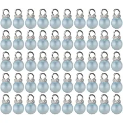 Wrapables Round 10mm Round No Holes Faux Pearls, Imitation Pearls for Jewelry Making (Set of 50), Blue Gray